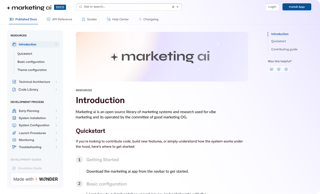 Product Docs interface